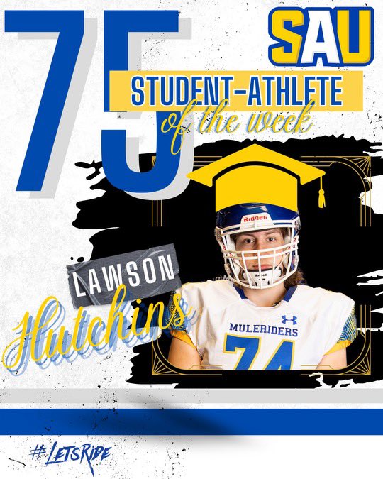 Brad Smiley (@coachbradsmiley) on Twitter photo CONGRATS to <a href="/LawsonHutchins/">Lawson Hutchins</a> named our <a href="/SAUFootball/">Mulerider Football</a> STUDENT OF THE WEEK!!! ๐ค๐๐๐ #BooksAndBall CONGRATS to <a href="/LawsonHutchins/">Lawson Hutchins</a> named our <a href="/SAUFootball/">Mulerider Football</a> STUDENT OF THE WEEK!!! ๐ค๐๐๐ #BooksAndBall