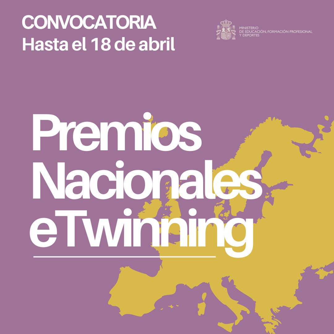 🔴🇪🇺Mañana termina el plazo para presentar vuestro proyecto de #eTwinning a los Premios Nacionales 2024. 

👉Hay 10 premios divididos en 6 categorías en función de la etapa educativa.

¡Aquí!⤵️
educacionfpydeportes.gob.es/servicios-al-c…