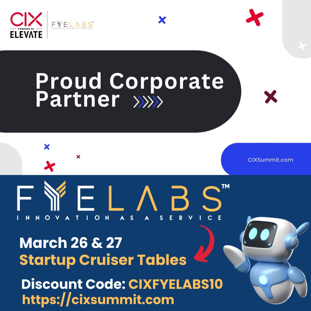 🚀@FYELABS is a proud Corporate Partner of @CIXCommunity by Elevate, Canada’s largest #startup awards program & investment summit in Toronto! (Mar 26-27) With speaker, Vinod Khosla, Founder of @khoslaventures, startup presentations, investor meetings, #innovation ops & more: