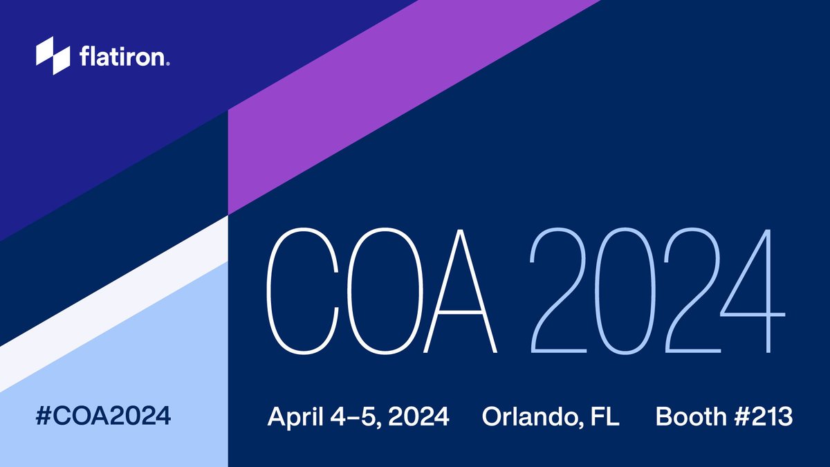 We’re stronger together — it’s the power of collaboration. Join Flatiron Health at @oncologyCOA's '24 Conference. Visit us at booth #213 and meet with our experts to discover the latest advancements in OncoEMR, Flatiron Assist, and Flatiron Clinical Pipe. events.flatiron.com/amccbs-coa-202…