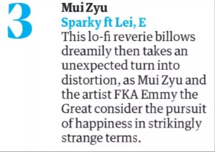 Massive thanks <a href="/guardianmusic/">Guardian music</a> x <a href="/laurasnapes/">Laura Snapes</a> for including both Anna Prior (<a href="/annaprior/">Anna Prior</a>) &amp; Mui Zyu (<a href="/mui_zyu/">mui zyu</a>) in their latest F&amp;M playlist 💿🧨