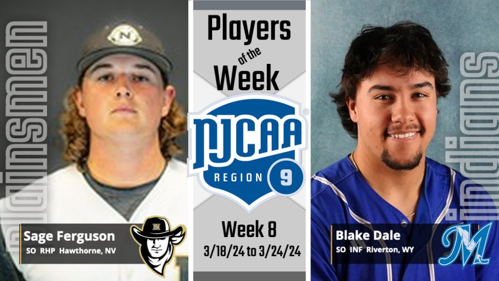 Region 9 Baseball announced the Players of the Week for week 8 – Congratulations to "Pitcher of the Week" Sage Ferguson from
<a href="/NJC_Athletics/">NJC Athletics</a> 
and "Player of the Week" Blake Dale from
<a href="/MCCBaseba11/">McCook CC Baseball</a> 
- read more at region9athletics.com/general/2023-2…