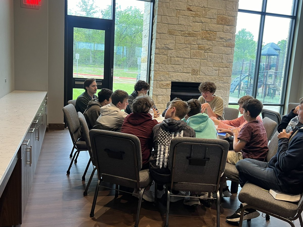 Proud to see @jackson_caffey and @jakeashaddox leading the 8th grade boys during small groups today at our spiritual emphasis retreat! Great time to be vulnerable and get to know the younger guys better! #ServantLeaders