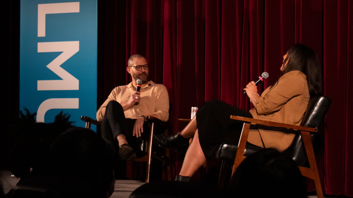 LMUsftv's tweet photo. Academy Award winning #filmmaker @cordjefferson  stopped by #LMU for a special screening of #AmericanFiction followed by a conversation with LMU alum and @kron4news anchor @noellebellow. Thank you Cord for a magical night! https://t.co/PdvPFNN44y