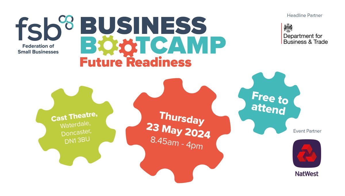 There's only a couple of months to go before we bring you an amazing day of insightful tips and knowledge from experts on getting your business future ready 💥 Please don't miss out if you want to be there 🔗 go.fsb.org.uk/3RNDnjs #FSBbootcamp