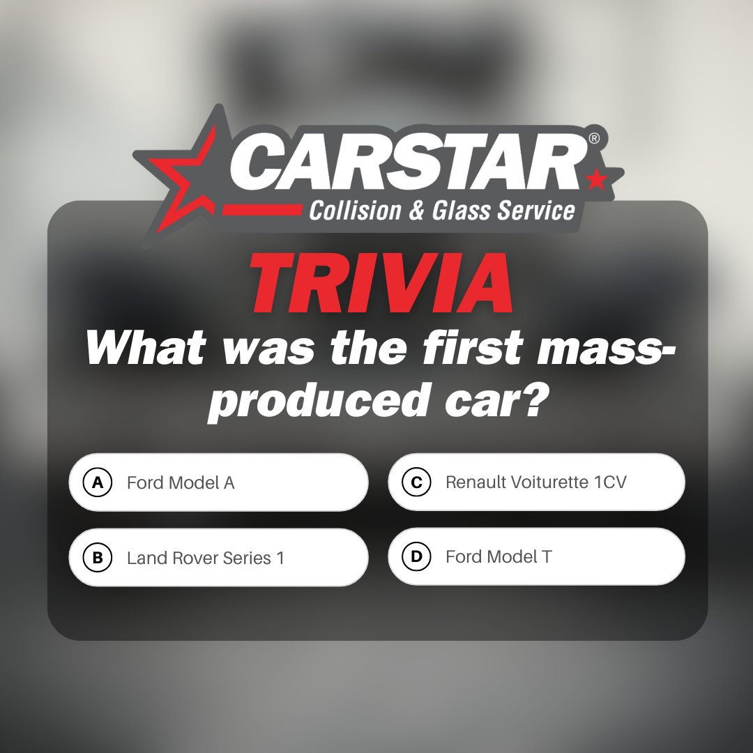 CARSTAR Trivia Time! Can you guess the answer to this car fact? - scroll down for the answer! 
.
.
.
.
.
The Ford Model T! 

#CARSTAR #CarHistory #VehicleHistory #VehicleFacts #YEG #AutoBodyRepair
