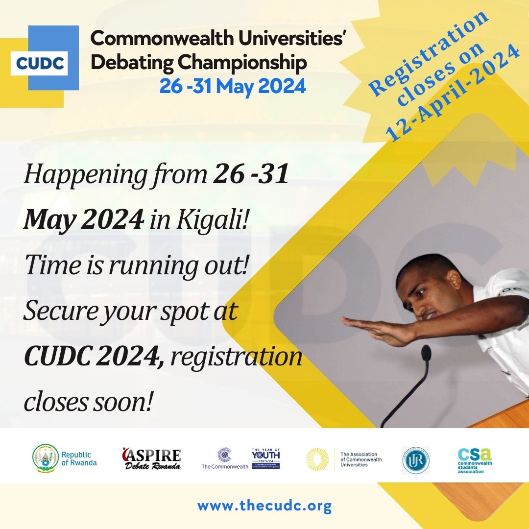 Hurry! Only 18 days left until the #CUDC2024 team registration deadline! Don't miss out on this incredible opportunity to showcase your talent and creativity. Join us in shaping the narrative of world we want. Register your team now! thecudc.org/registration/ @Rwanda_Edu @TheCudc