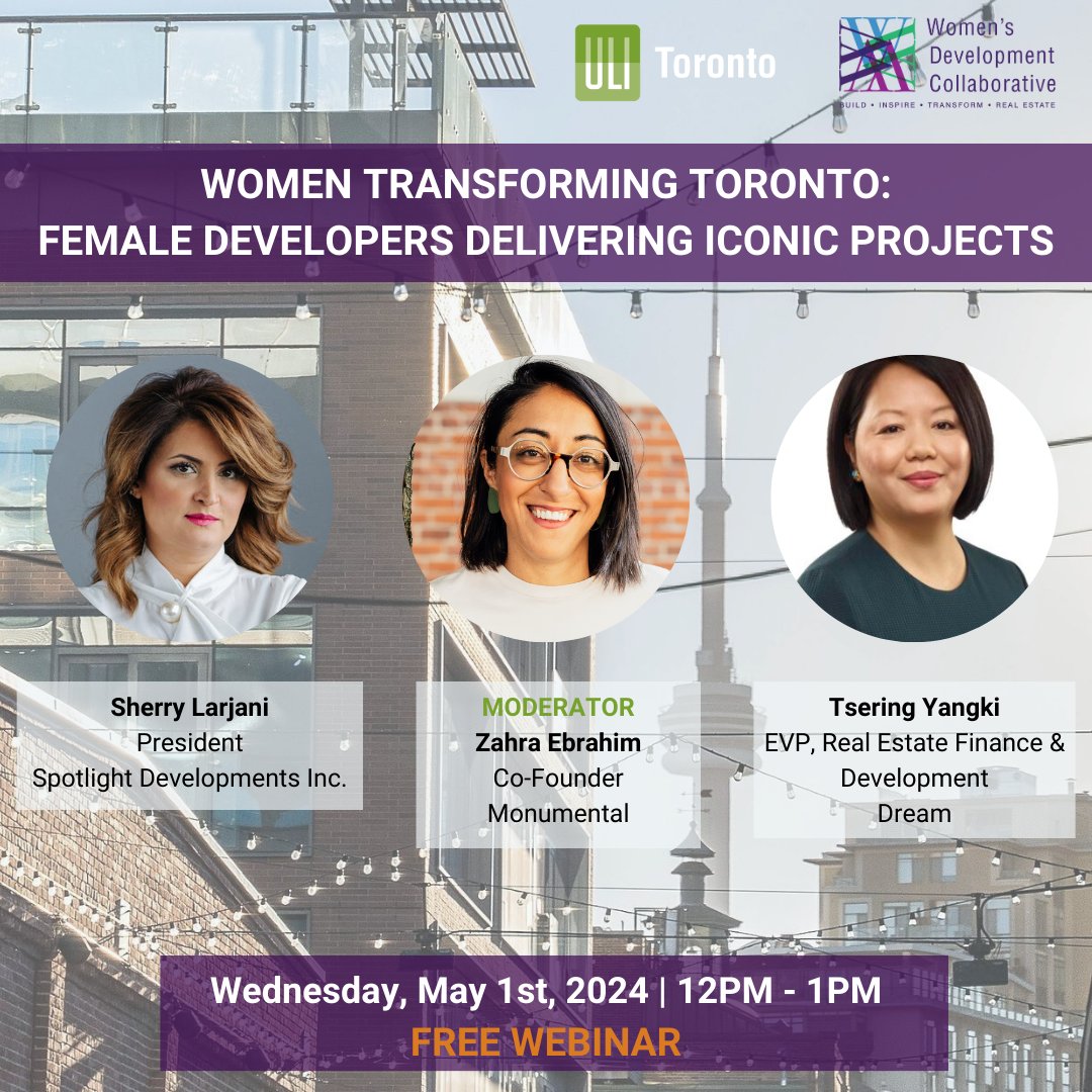 Join ULI Toronto and the Women’s Development Collaborative on May 1st as we explore how women-led development initiatives are overcoming the financial challenges of the current economic climate and changing the way development is done. Register Now: lnkd.in/epEDCMQF