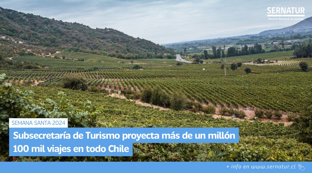 Para este fin de semana, Valparaíso, O’Higgins y Maule recibirán el mayor número de visitantes.
🗣️ El director nacional de Sernatur <a href="/cristobalbnitez/">Cristóbal Benítez Villafranca</a> sostuvo que “esta es una muy buena ocasión para alargar el verano y seguir recorriendo Chile”.
🔗 Más info: sernatur.cl/semana-santa-2…