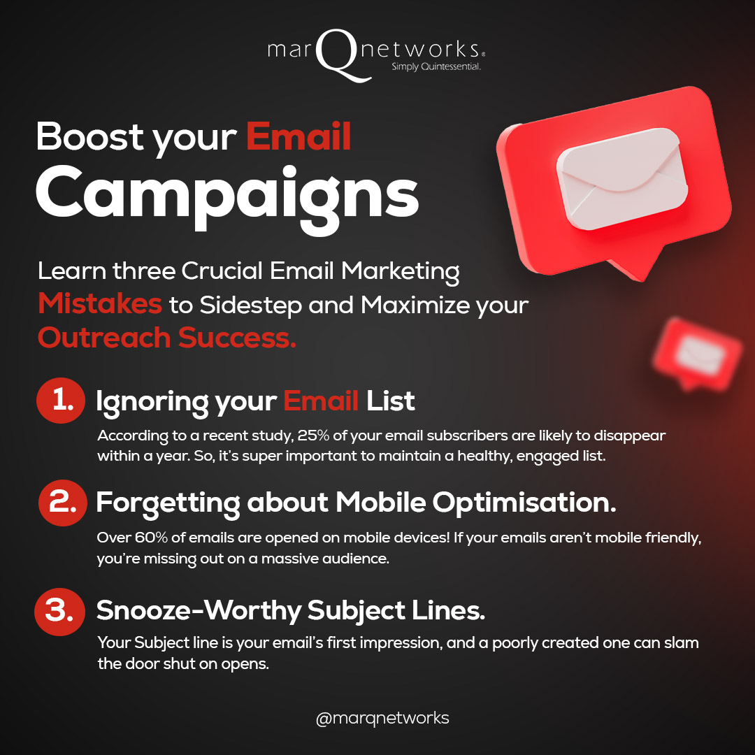 Enhance email campaigns with 3 key tips! 🚀📧 Avoid pitfalls for maximum success. From catchy subjects to ideal send times, let's ace email marketing. Ready to unleash potential? Let's shine! 💡✉️ #EmailMarketing #OutreachSuccess