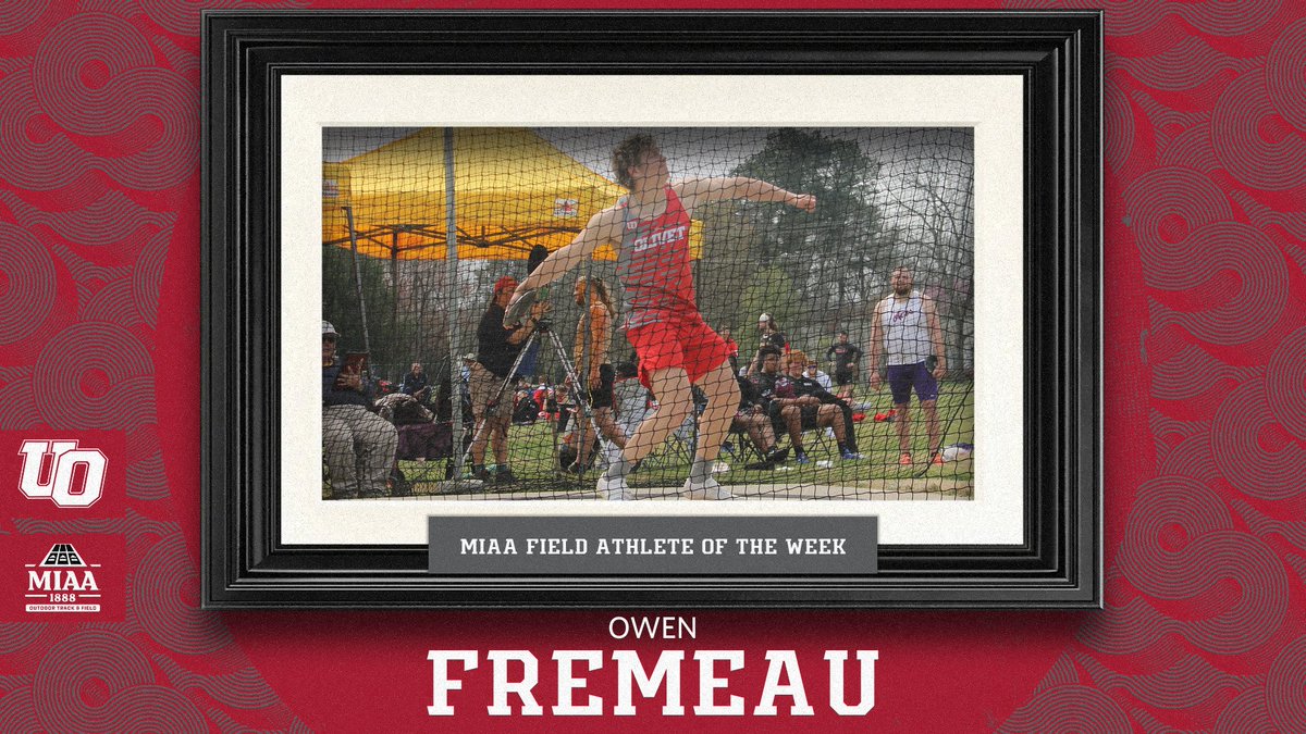 OlivetAthletics's tweet photo. Owen Fremeau from The @uolivetxctf men's team has been selected as the @MIAA1888 Outdoor Field Athlete of the Week.

READ -- https://t.co/HdaAd3576A

#GoCOMETS | #d3tf https://t.co/Hl6ZNoWnXP