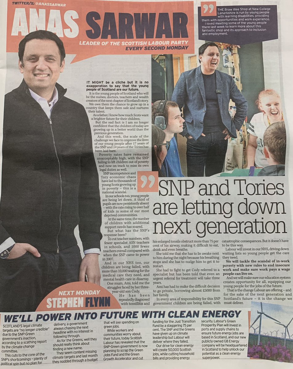 From why we need help to support the next generation of Scots to Labour’s plans to deliver a just transition to clean energy, read more in my @Daily_record column here 👇