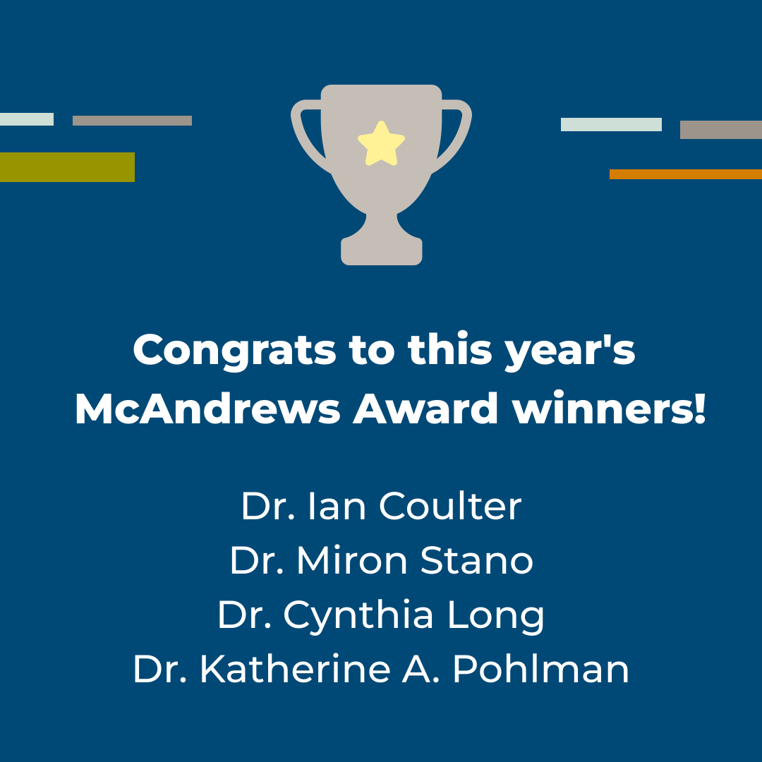 ncmic's tweet photo. The NCMIC Foundation has named Drs. Ian Coulter, Miron Stano, Cynthia Long, and Katherine Pohlman as the 2024 winners of the George P. and Jerome F. McAndrews Memorial Research Fund Award. Congratulations to all! https://t.co/0fjcwPnCsA