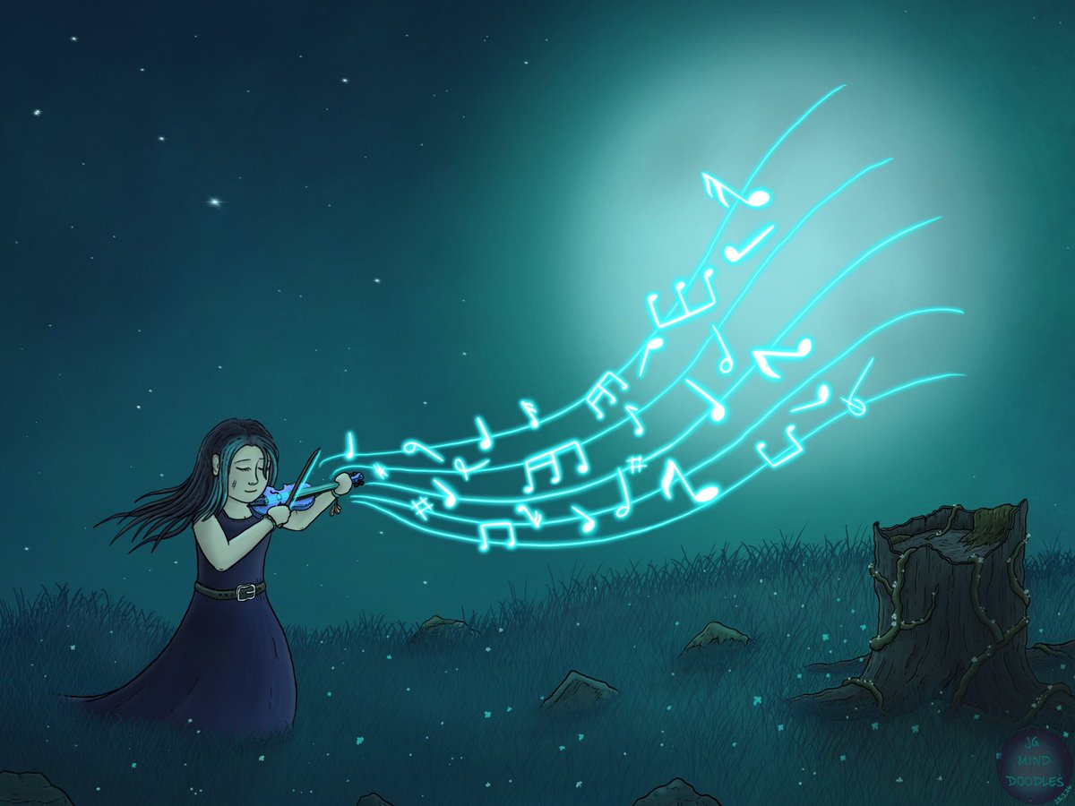 She plays to the moon… #violin #music #moon #carefree #glow #nature #blue #light #live #lady #float #art #artwork #doodle #illustration #digitalart #procreate #artwork #digitalartist