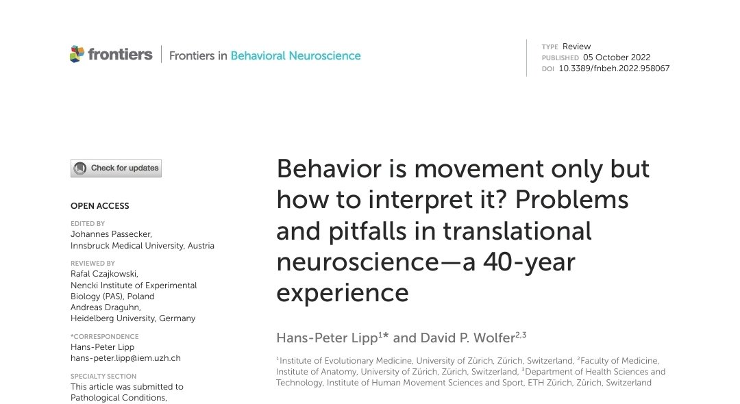 1/ 🚀 A groundbreaking review by Hans-Peter Lipp & David P. Wolfer is revolutionizing translational neuroscience, tackling the complex challenge of understanding human brain functions through animal behavior. #Neuroscience #Research