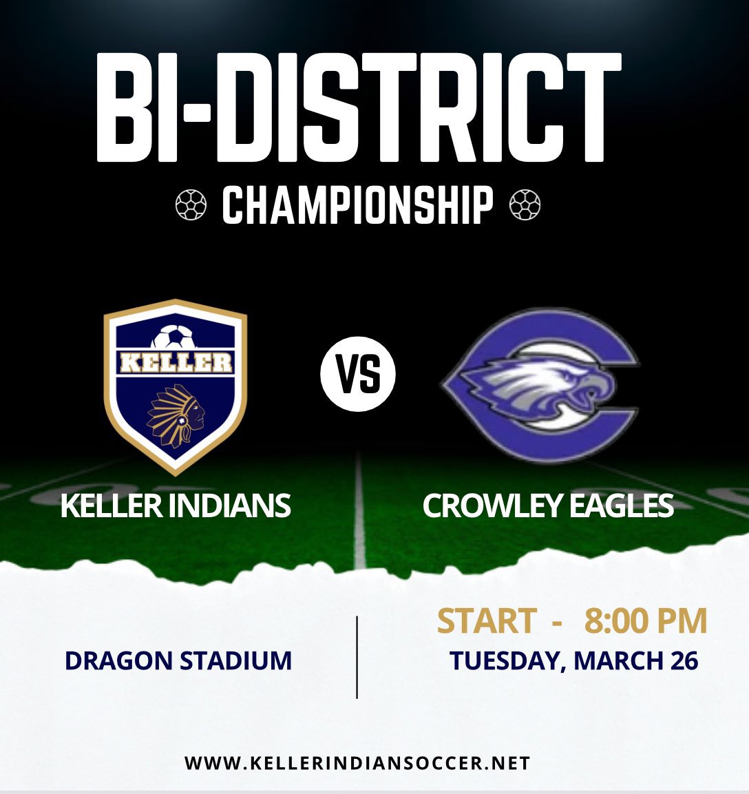 CrowleySoccer's tweet photo. Time to believe.... 

🦅 ⚽️ 
🆚 Keller
⏰ 8pm
🏟️ Dragon Stadium- Southlake, Tx

🎟️ https://t.co/rzmvY0Jrsg

#Believe
#CrowleyTough https://t.co/nEtTZ3e7ux