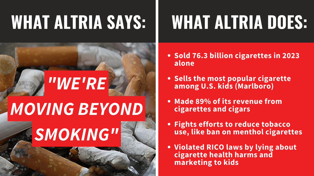 CTFKGlobal's tweet photo. Altria literally sells the most popular cigarette brand among kids in the U.S. (Marlboro). Is that “Responsible Business” @ReutersEvents? 
Giving Big Tobacco a conference platform is a terrible mistake, and Reuters must remove them. #RBUSA https://t.co/CJwRavv8Cw