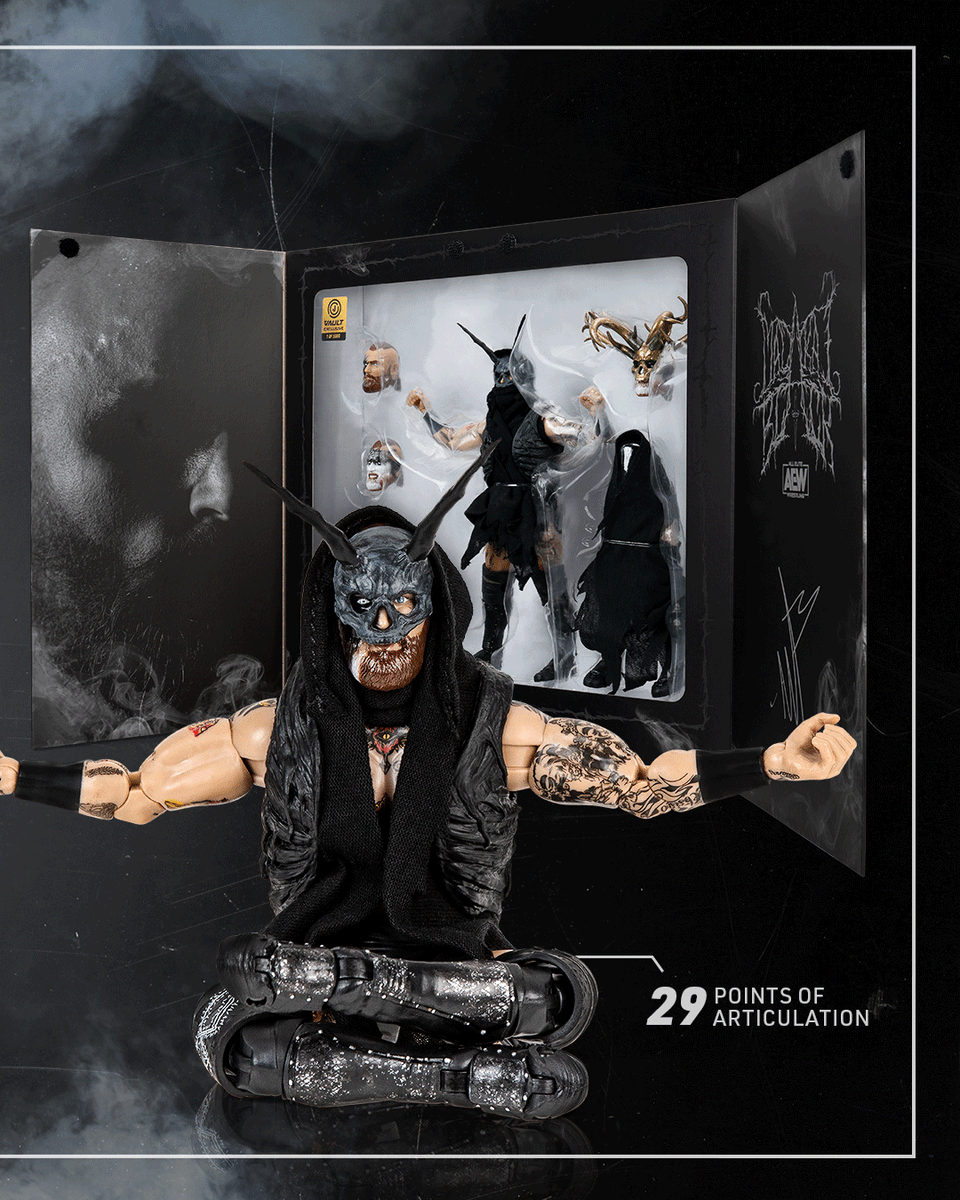 Enter the House of Black with @AEW Unrivaled Supreme 'The End Edition' Malakai Black. This deluxe 11-piece set features all-new accessories and comes in premium display packaging. Only available at JazwaresVault.com. #JazwaresVault #AEW #Jazwares