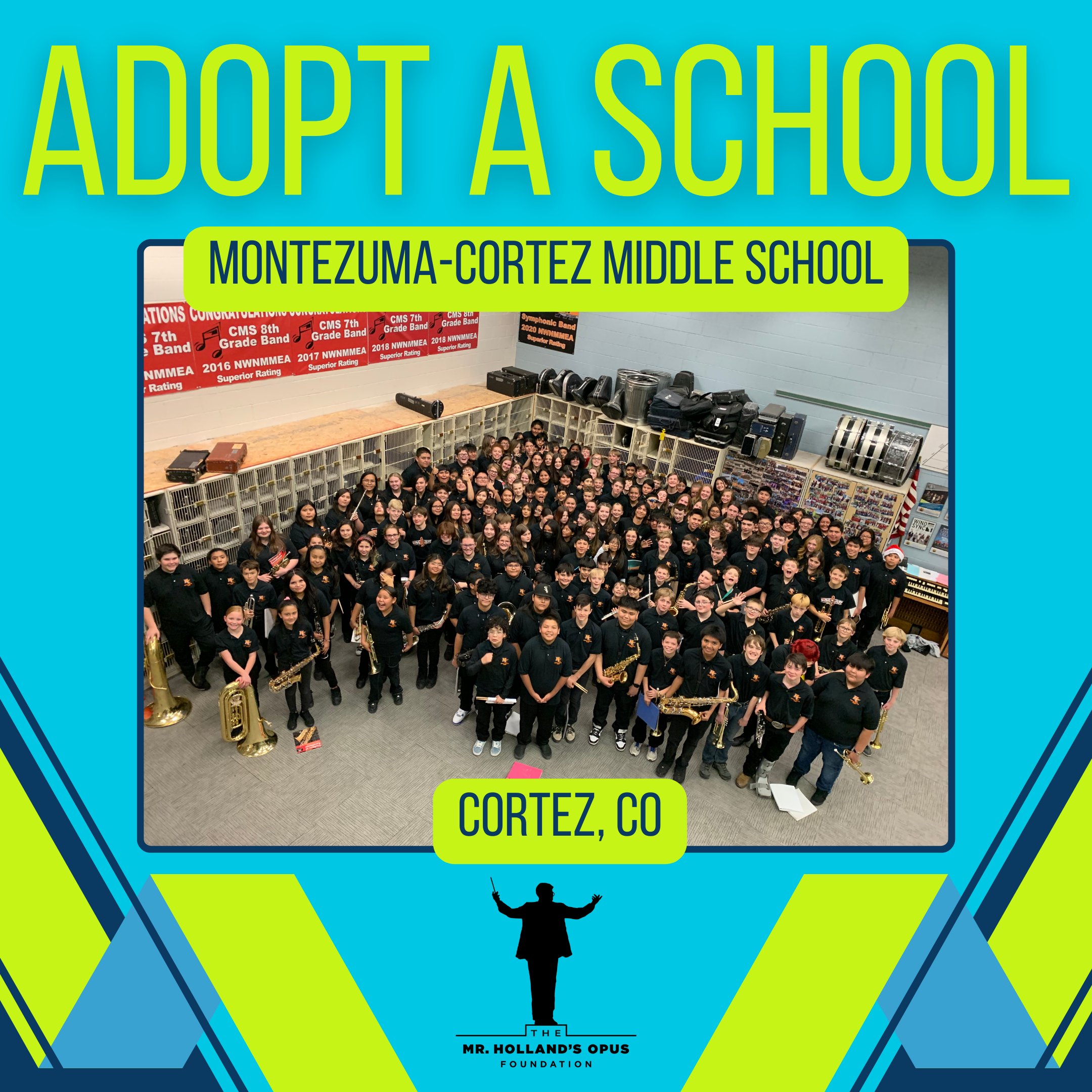 The Mr. Holland s Opus Foundation on X The music program at Montezuma Cortez Middle School in cortezcolorado serves over 75 of their student population. What an amazing turn out of music students You