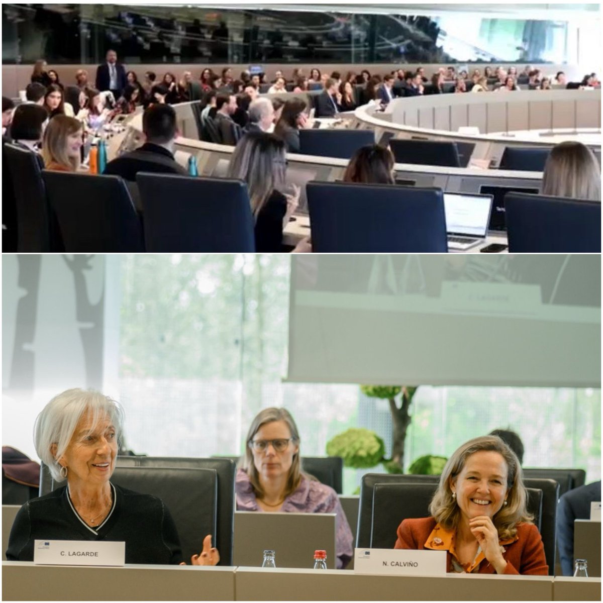 Full room at the launch of ‘Leaders’ Dialogues at the @EIB’ with a lively exchange with @ecb President Christine @Lagarde and @RamsarConv @MumbaMusondam. We discussed gender equality and the role of female leaders as drivers for change, climate action and inclusive societies.