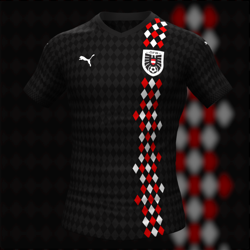designfootball's tweet photo. So we think we've seen the new Austria Home shirt, right? The one they'll wear at Euro 2024? How about the Away?

This concept is by @de_mungos.

#ÖFB