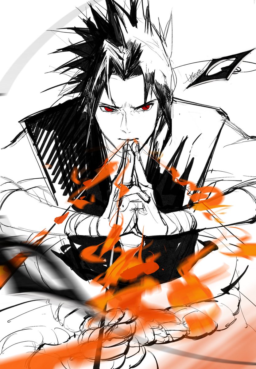 画帅哥画爽了 #うちはサスケ