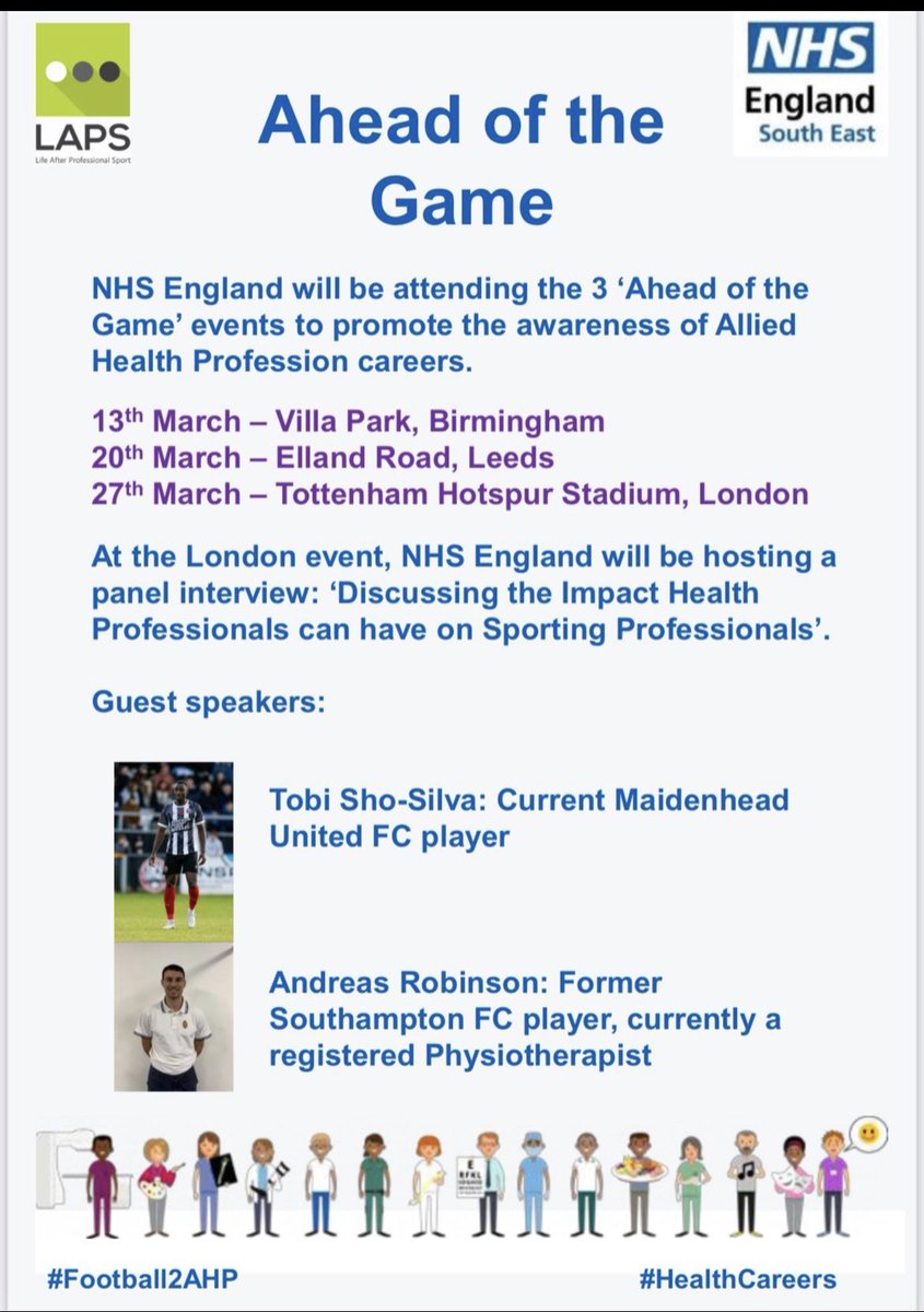 @NHSHEE_SEast AHP team are looking forward to attending the #aheadofgame2024 events. We have @_andreassonny & @TobiSho_ talking about the impact Health professionals have had on them whilst playing football. #football2AHP #healthcareers @LAPSCareers @RobbieSimmo #Podiatry #ODP