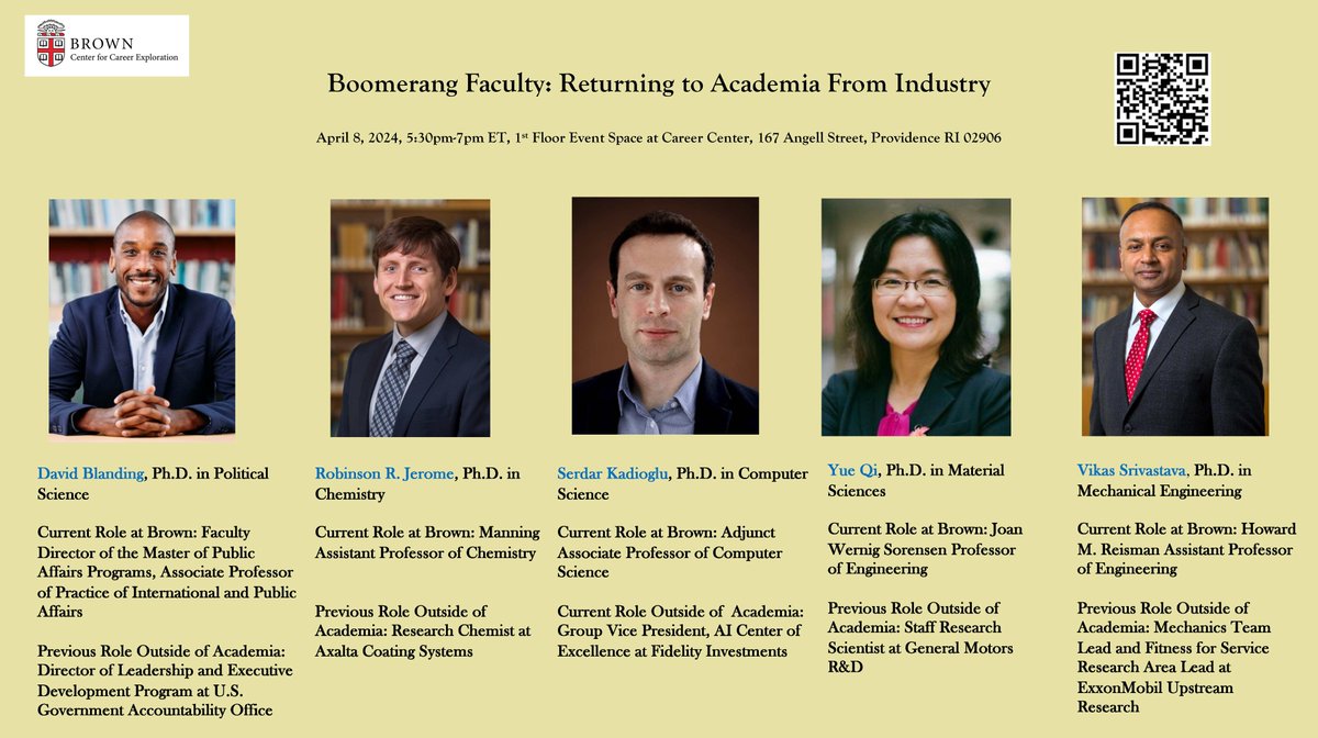 Srivastava Lab at Brown University (@srivastava_lab) on Twitter photo Dr. Srivastava will be on the panel for "Boomerang Faculty: Returning to Academia From Industry" hosted by the Brown Center for Career Exploration. Students can register here: brown.joinhandshake.com/stu/events/148… Dr. Srivastava will be on the panel for "Boomerang Faculty: Returning to Academia From Industry" hosted by the Brown Center for Career Exploration. Students can register here: brown.joinhandshake.com/stu/events/148…
