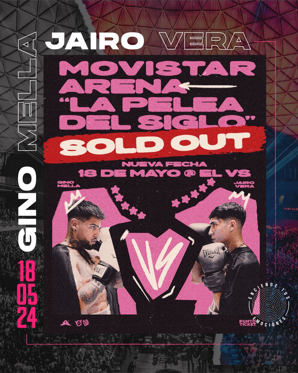 🎶🥊¡Segundo round @ginomellaa & @jairoveraoficial se enfrentan en el duelo musical del año! Como la rompieron con el #soldout del 17, ahora hay segunda fecha el 18 de mayo 2024 en #MovistarArena #EnciendeTusEmociones #Chile🇨🇱 🎫 Entradas a la venta desde ya en @puntoticket