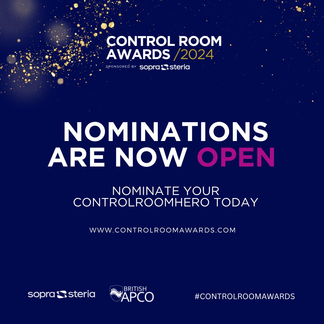 Calling all Control Room Stars! It's that time of the year again! Nominations are officially OPEN for the Control Room Awards 2024! Nominate online controlroomawards.com @BritishAPCO @SopraSteria_uk