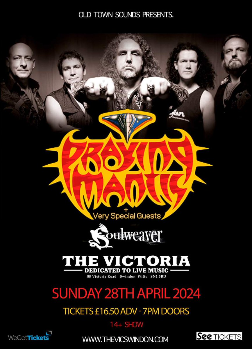 Soulweaverband's tweet image. OUR NEXT OUTING!!!! 
Once again be sharing the stage with NWOBHM Legends Praying Mantis!! This time @ The Victoria Swindon on Sunday 28th April!!! 🤘🤘🤘
BOOK NOW!!!!
wegottickets.com/event/607848/

#londondrumstickcompany #statusgraphite #fendercustomshop #livemusic #rockmusic #nwobhm