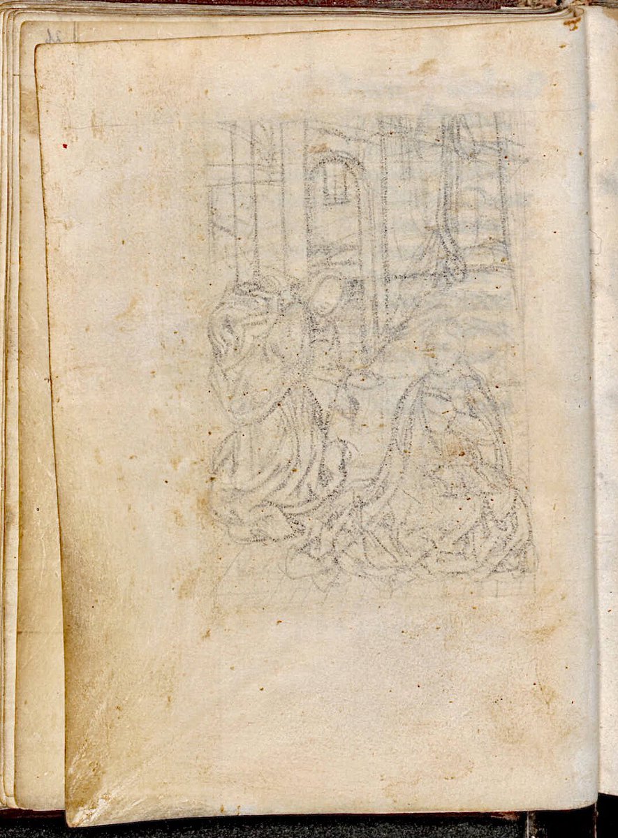 Annunciation. Underdrawing for a miniature that never had been executed. Nijmegen UBN Ms 309z Flanders, ca 1500