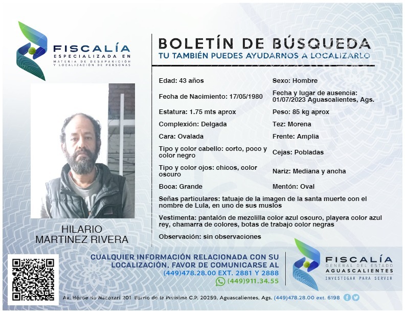 FEMDLPAGS's tweet photo. Se solicita el apoyo de la ciudadanía para dar con el paradero de HILARIO MARTINEZ RIVERA ¡Comparte! #boletindebusqueda #Desaparecidos #investigarparaservir https://t.co/pWwKMatIpB