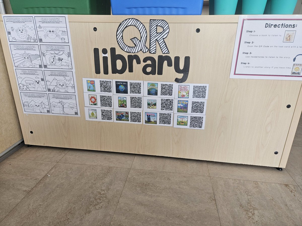 mrs_m_logan's tweet image. Our QR library received a bonus section today! Students can scan and follow along with breathing activities.