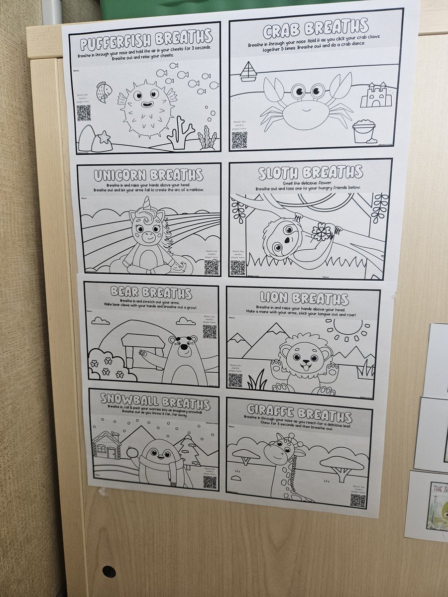 mrs_m_logan's tweet image. Our QR library received a bonus section today! Students can scan and follow along with breathing activities.