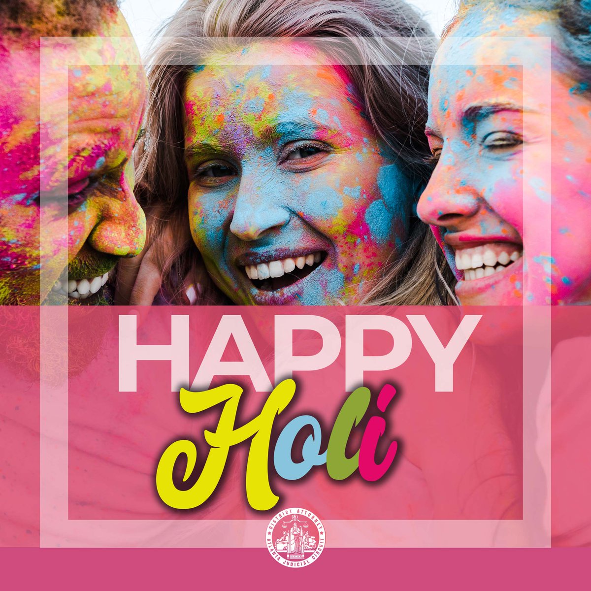 District Attorney Fani T. Willis and the Fulton County District Attorney’s Office wishes everyone celebrating a very happy #Holi! May this festival of colors bring joy, laughter, and happiness to you and your loved ones.