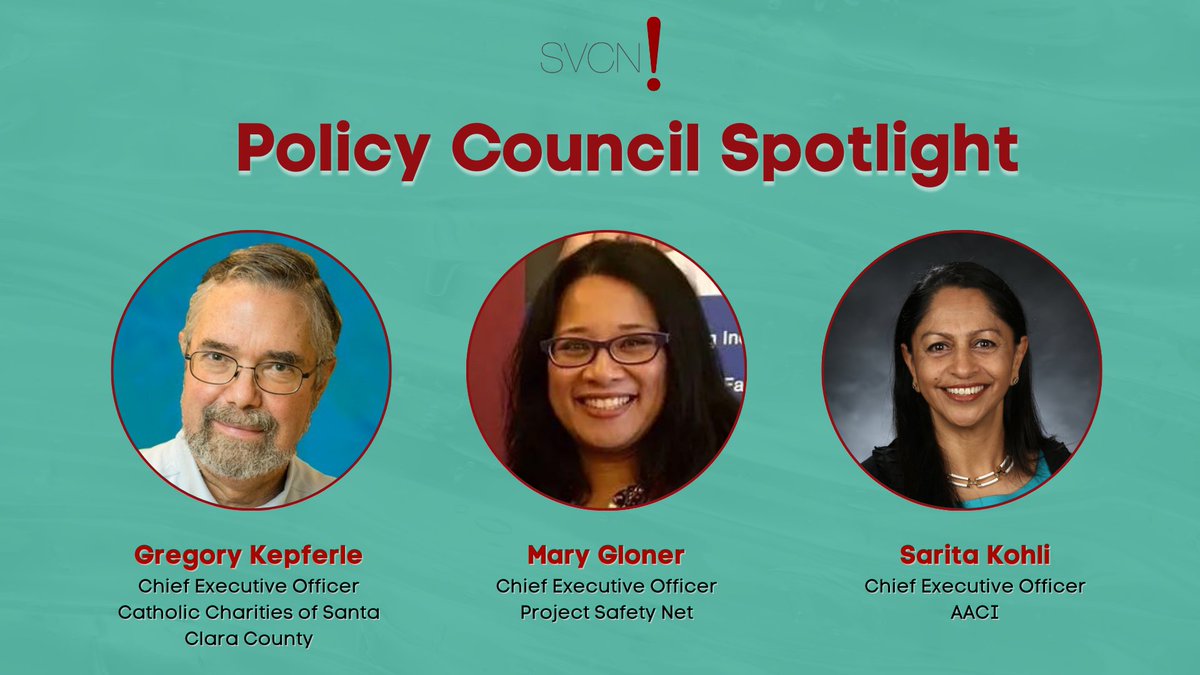 Meet some of SVCN’s Policy Council: Gregory Kepferle, Mary Gloner, and Sarita Kohli! @CatholicCharSCC Learn more about our Policy Council on our website: svcn.org/staff#policy-c…