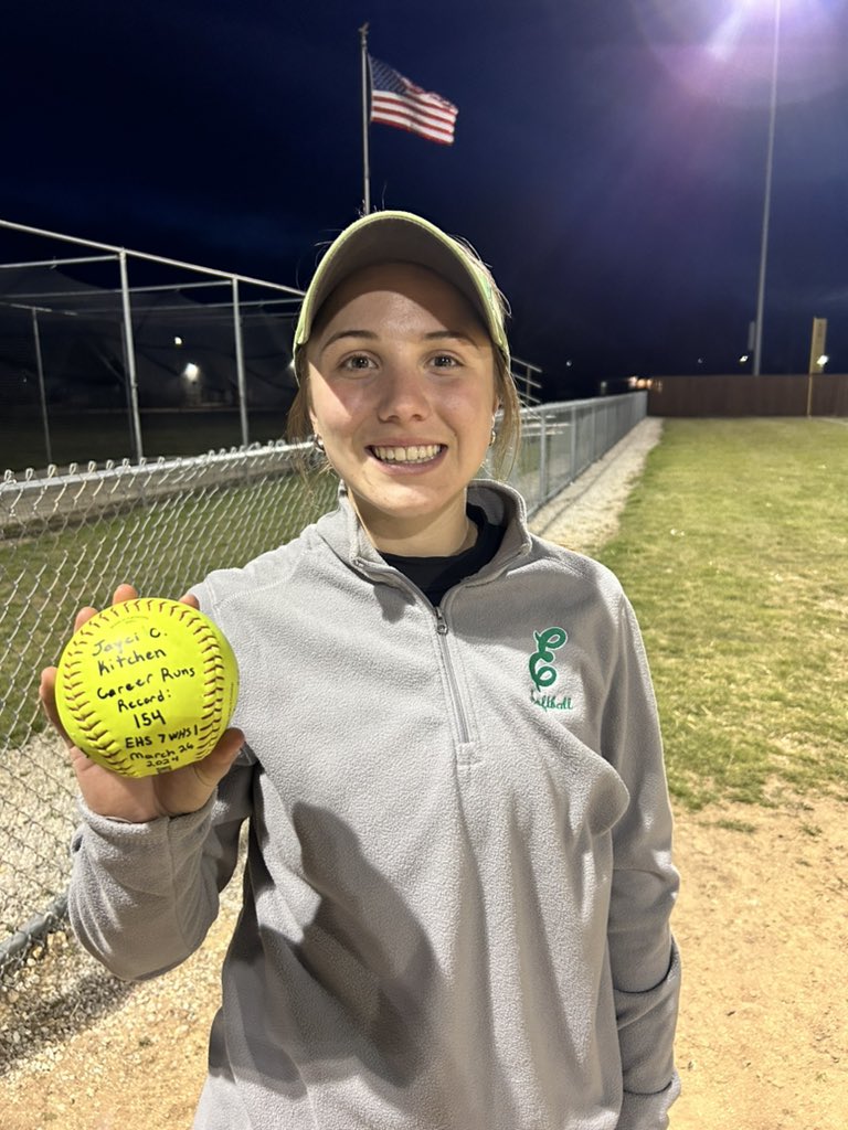 With her 2 runs scored today, senior Jayci Kitchen broke the Eastside Softball record for most runs in a career. She now has 155 runs scored in her high school career! #BlazerPride #OwnIt