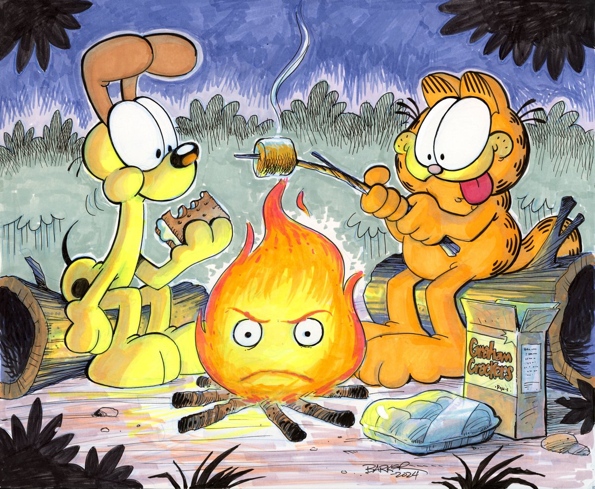 And another one down. This was a request for Calcifer by student, Olivia. #garfield, #calcifer, #ComicArt, #CartoonArt