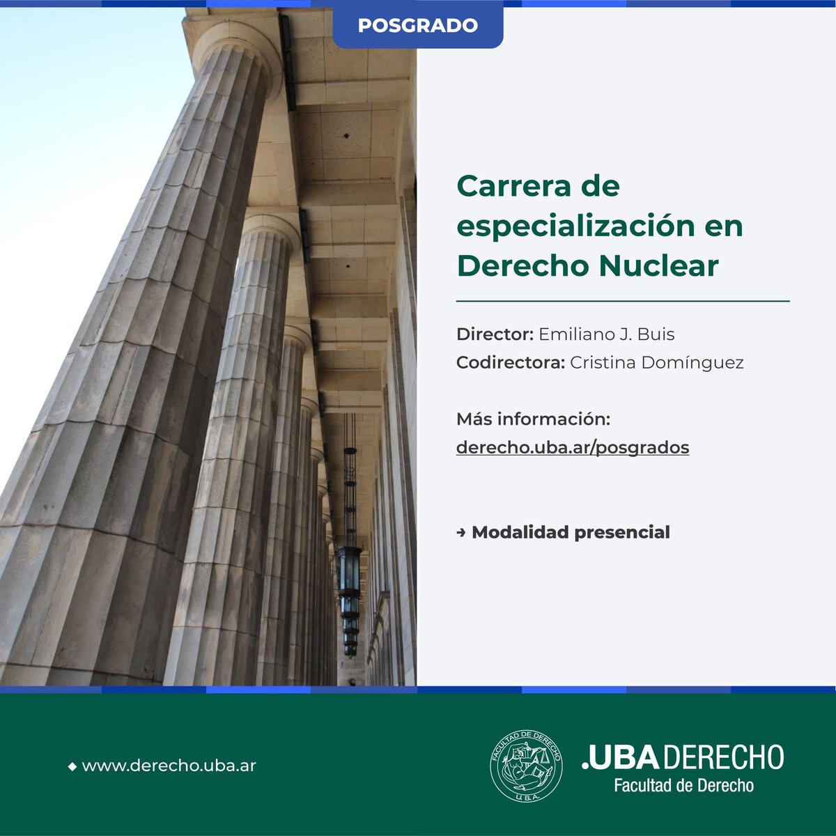 📢 Estoy muy feliz de haber sido designado Director de la nueva Carrera de Especialización en Derecho Nuclear 🏛️⚖️☢️📚 creada este año por el Consejo Directivo de la Facultad de Derecho de la UBA <a href="/DerechoUBA/">Facultad de Derecho</a> 💪🏼🤗