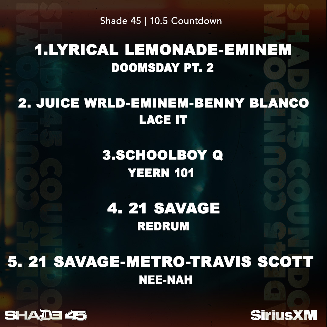 The hottest countdown 🔥 Playing everywhere near you on our @siriusxm app. Shade 45 10.5 Countdown