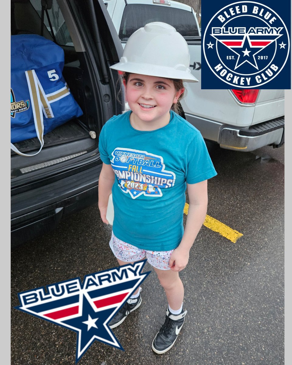 The @BlueArmyHockey 10U Blue season is off and running! First practice. First Hardest Worker Hat earned! Way to go Charlotte! Keep getting after it girl! #BleedBlue #GoCCGo