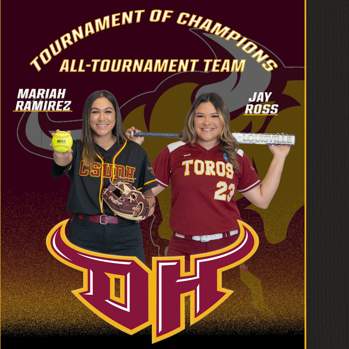 Both Mariah Ramirez and Jay Ross were selected to the All-Tournament Team for their outstanding performances in @CSUDHsoftball's Tournament of Champions 4-0 run in Turlock!