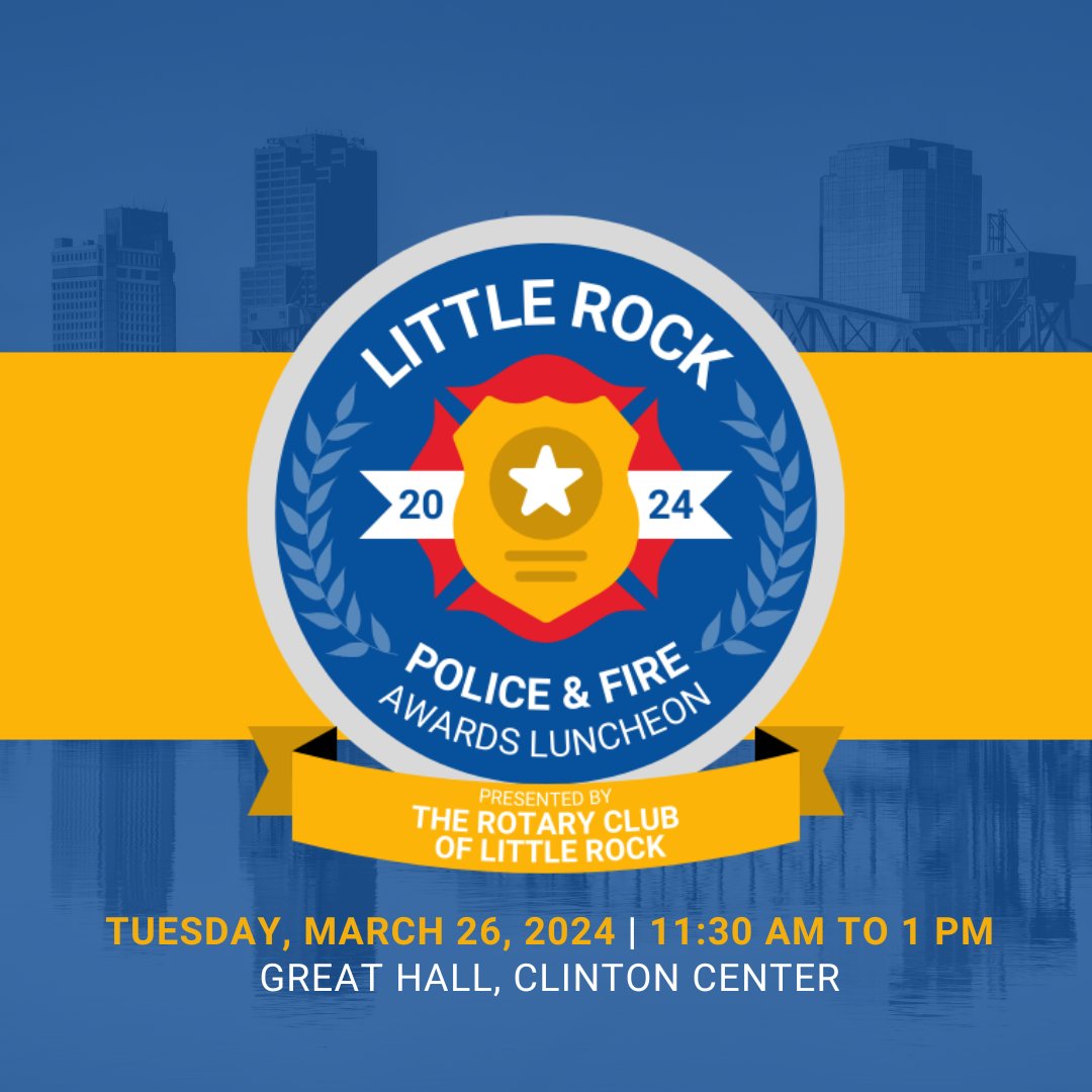Make sure to join us TOMORROW as we pay tribute to the outstanding men and women of the Little Rock Police and Fire Departments at our annual awards ceremony. We'll see you there!