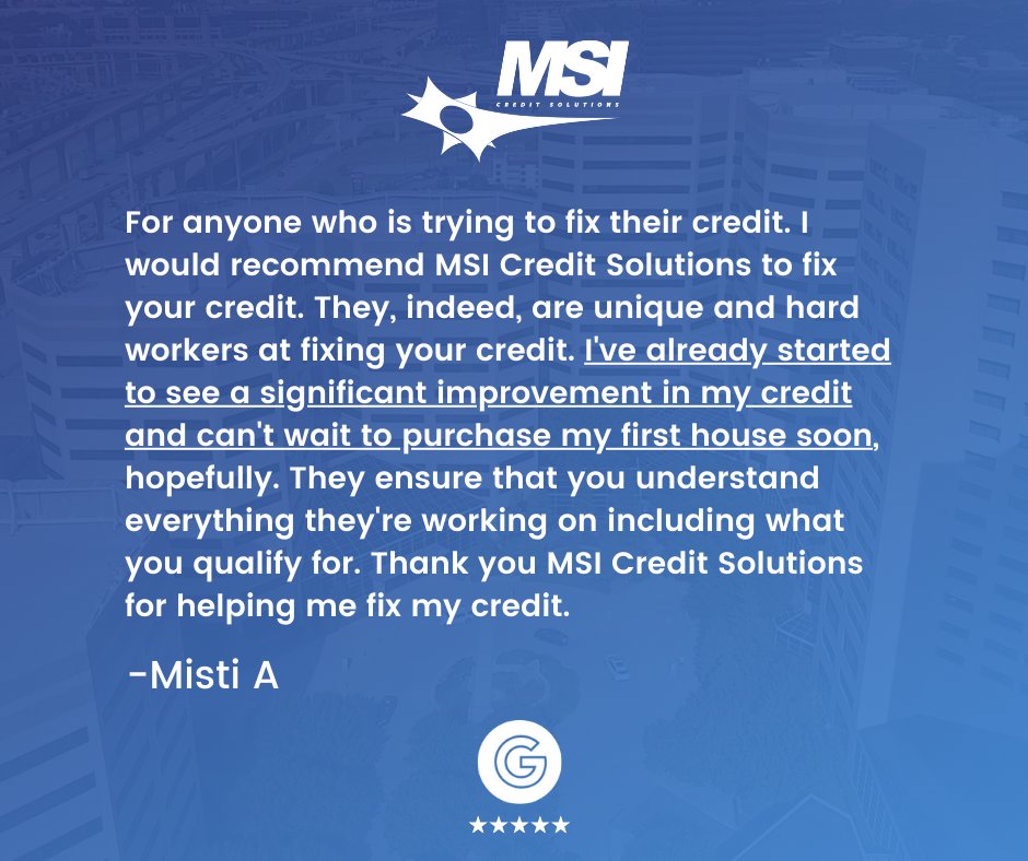 🏠 Unlock Your Homeownership Dreams with MSI Credit Solutions! 🌐💙 Transform your credit journey with the unique and hardworking team at MSI Credit Solutions! 🚀🛠️ Witness a significant improvement in your credit, paving the way for your dream home. 💼🌟 #MSICreditSolutions