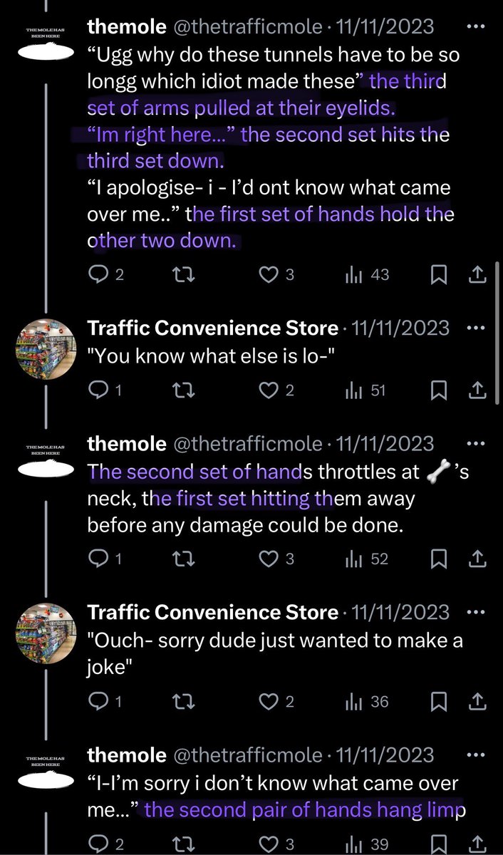 thetrafficmole's tweet photo. -claiming to be Mole 0, but is really in fact the combined souls of moles 1, 2 and 3, creators and leader of the moles (attached some images of hints towards mole 0 being 3 people) later something goes wrong with the articulation of the tunnels, leading the group the wrongway 2/? https://t.co/7sMNIpAKJG