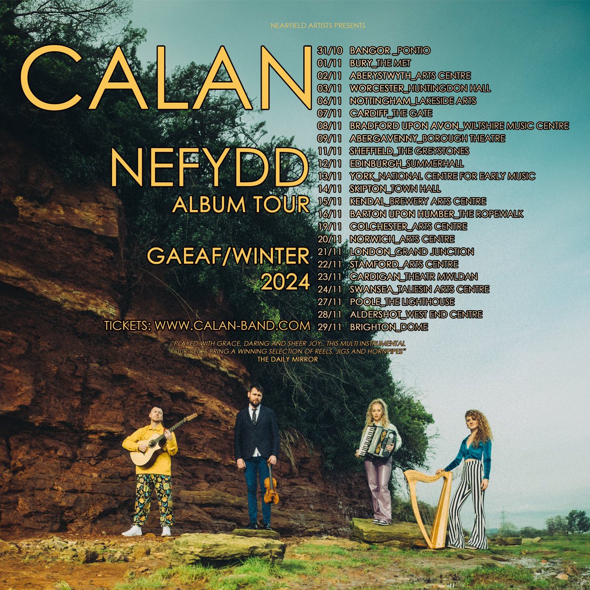 CALAN (@calanfolk) on Twitter photo WE'RE BACK / DANI'N NOL!🔥 After a well deserved year off the road we’re back fully recharged!
Join us for an evening featuring tracks from our new album, ‘Nefydd’.❤️
TICKETS - CALAN-BAND.COM
📸 <a href="/richardpwalton/">Richard P Walton</a> WE'RE BACK / DANI'N NOL!🔥 After a well deserved year off the road we’re back fully recharged!
Join us for an evening featuring tracks from our new album, ‘Nefydd’.❤️
TICKETS - CALAN-BAND.COM
📸 <a href="/richardpwalton/">Richard P Walton</a>