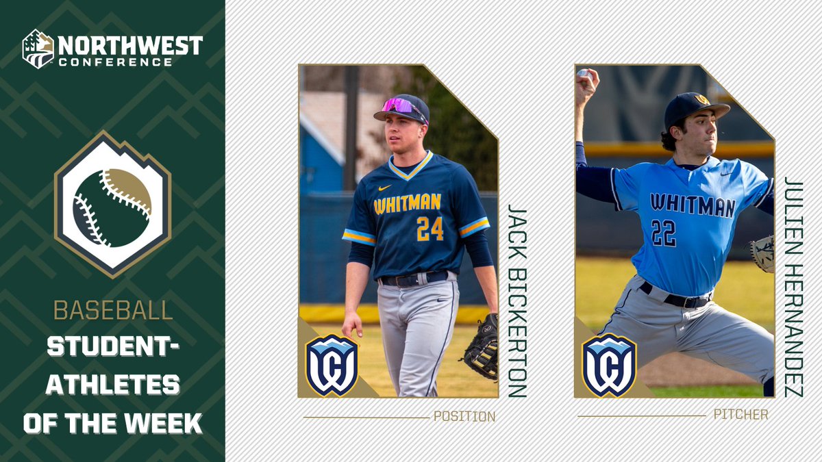 Bickerton & Hernandez Named NWC Baseball Student Athletes of the Week @WhitmanSports @gowhitman nwcsports.com/news/2024/3/25…