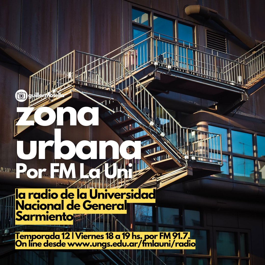 GuillermoTella's tweet photo. CIUDAD EN FORMATO DE RADIO: Comenzamos la 12° temporada de #ZonaUrbana, el programa que hacemos desde @fmlauni, donde repensamos un territorio más inclusivo, más integrado, más sustentable. El programa puede escucharse en vivo los viernes 18 hs. por FM 91.7 @ungsoficial @icoungs https://t.co/2tiWatmfPg