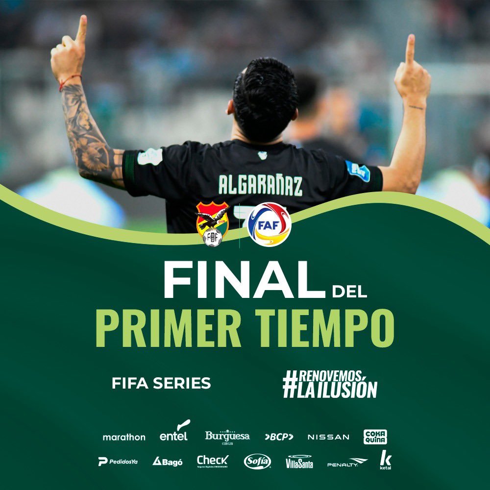 🏆 FIFA SERIES 2024⚽ ➭📣 FINAL DEL PRIMER TIEMPO 🗓 SEGUNDO PARTIDO AMISTOSO 🏟 Estadio: 19 de Mayo 1956 🗣️ Arbitro: Adel Abane Bolivia 🇧🇴 1️⃣ ➖ 0️⃣ 🇦🇩 Andorra ⚽️#10 Ramiro Vaca 12’ (BO)